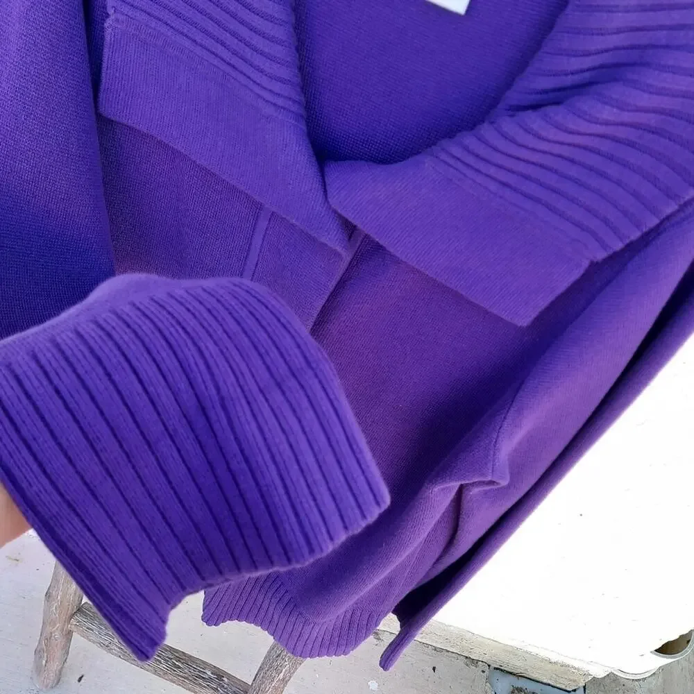 Chico's royal purple knit button down cardigan sweater women's size 3 (XL)